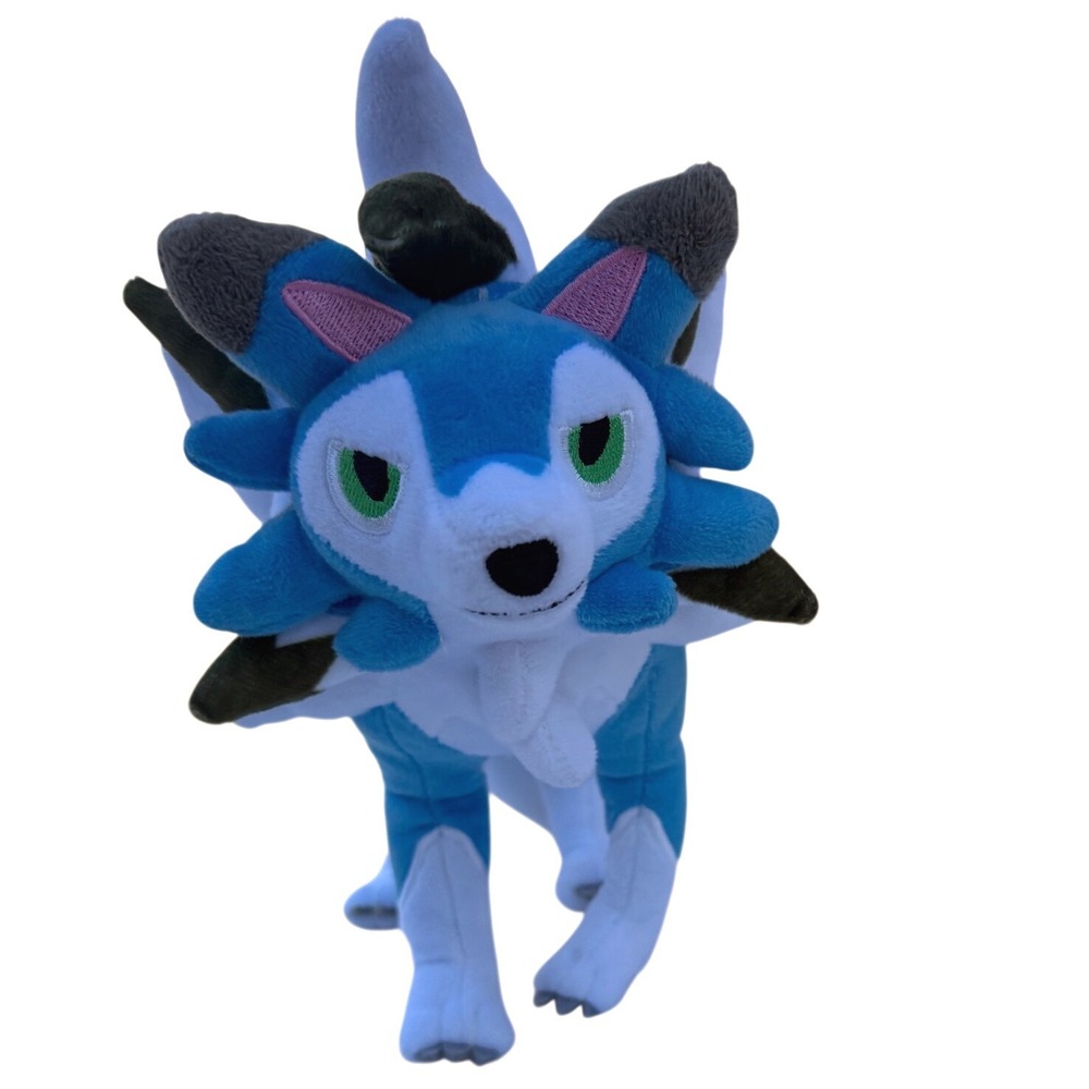 Pokemon Center Lycanroc Dusk Form Plush Blue White Stuffed Animal Toy